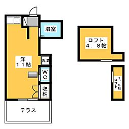 サンパル東伏見 ワンルームの間取図画像