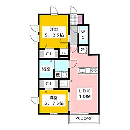 ブリックス 2LDKの間取図画像