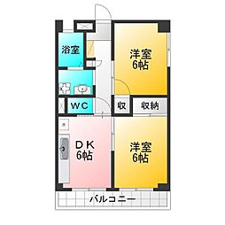 サンライトビル 2DKの間取図画像