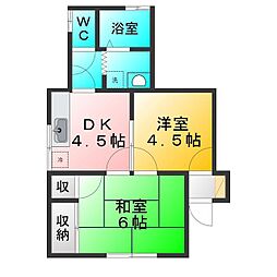 みゆき荘 2DKの間取図画像