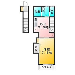 インパクトパレス 1DKの間取図画像