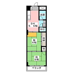 吉田ハイツ 2DKの間取図画像