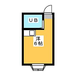 ミモザ 1階ワンルームの間取り