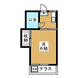 サンパレス井の頭 2階1Kの間取り