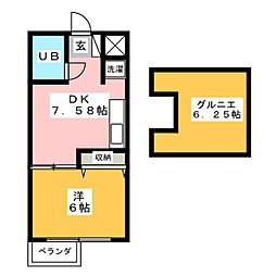 ロータス久我山 3階1DKの間取り
