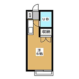シャトー武蔵野 2階ワンルームの間取り