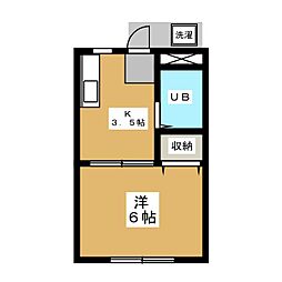 キャッスルＶ 1階1Kの間取り