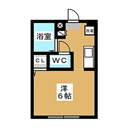 ハイツヴェルデ 1階ワンルームの間取り