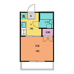 パインヒルハイムＡＢ棟 2階1Kの間取り