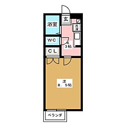 肥州フラッツ 1Kの間取図画像