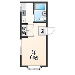 コーポスギザキ ワンルームの間取図画像