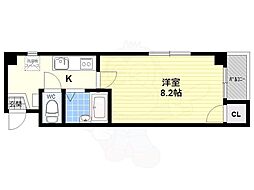 リバリー朱雀 1Kの間取図画像