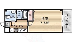 フラッティ円町北 6階1Kの間取り