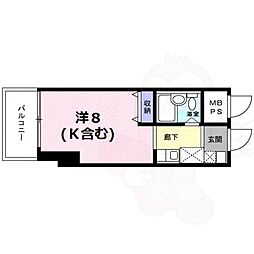 Gloire烏丸五条 11階ワンルームの間取り