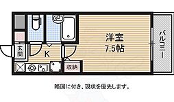 グランソフィア 2階1Kの間取り