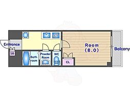 フラッティ千本今出川 5階1Kの間取り