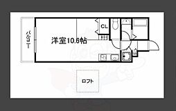 ホワイトハイムKAGAMIISHI 1階ワンルームの間取り