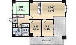 シャリマー五条 7階3LDKの間取り