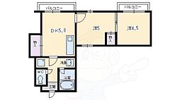 ファーストコート紫竹 3階2DKの間取り