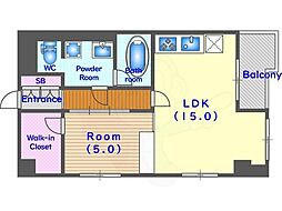 ルミエール聚楽 11階1LDKの間取り