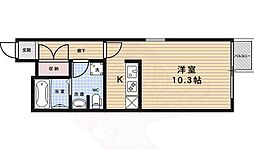 グランコスモ今出川 3階1Kの間取り