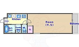 シュミート西洞院 2階1Kの間取り