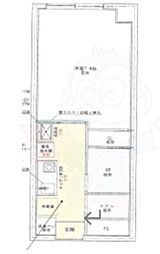 レ・ゼフィール 5階1Kの間取り