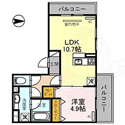 京阪宇治線 中書島駅 徒歩32分の賃貸アパート 2階1LDKの間取り