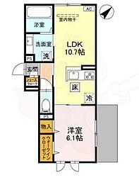 GRAMM六地蔵 A棟 1階1LDKの間取り