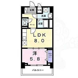 ココ クレメント 2 5階1LDKの間取り