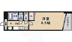 シャトーボヌール 2階1Kの間取り