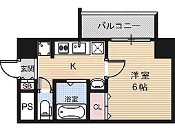 Un　Castello西院 5階1Kの間取り