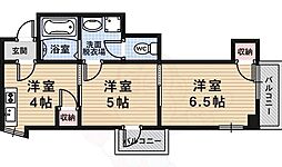 スカイロード太秦 6階2Kの間取り
