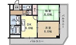 パレット御池 6階2DKの間取り