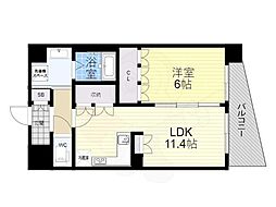 リーガル京都西陣2 2階1LDKの間取り