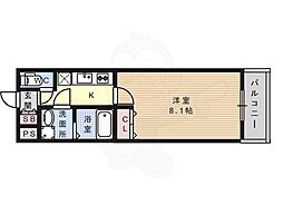 アドバンス京都アリビオ 2階1Kの間取り
