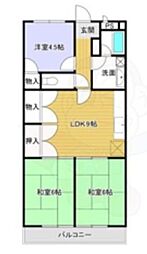 デラシオン御室南棟 3LDKの間取図画像