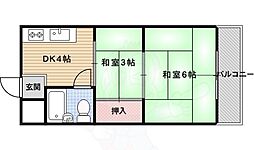 サンハイツ嵯峨野 3階2Kの間取り