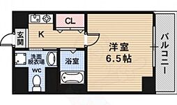 プレジール西院 6階1Kの間取り