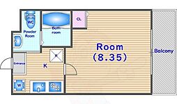 フラッティ千本下長者町 2階1Kの間取り