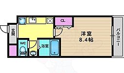 グロリアス八条 4階1Kの間取り