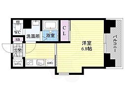 アクアプレイス京都洛南3 6階1Kの間取り