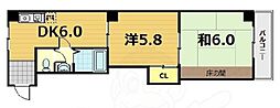澤屋ビル 2DKの間取図画像