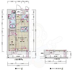ソルテラス京都JUJO薫 2階1LDKの間取り
