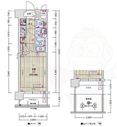 ソルテラス京都JUJO薫 1階1Kの間取り