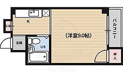 サン・ウェルス 5階1Kの間取り