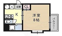 エクシード五条 2階1Kの間取り