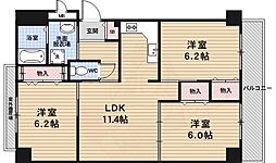 カルフール四条天神川 5階3LDKの間取り
