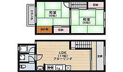 阪急京都本線 大宮駅 徒歩7分の賃貸一戸建て 1階2LDKの間取り