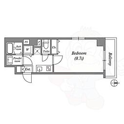 アドバンス京都アクィラ 3階1Kの間取り